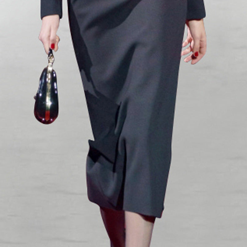 Black suit Collar Waist Bag Hip Skirt Suit