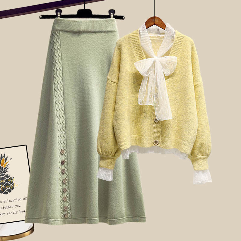 Gentle Cute Light Mature Sweater Skirt Suit