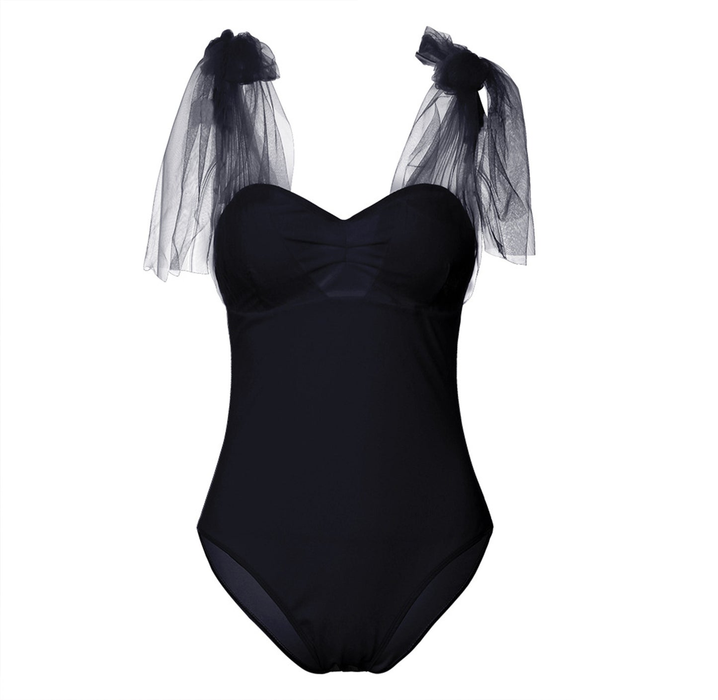 New Arrival Creative Solid Mesh Banded Swimsuit For Women