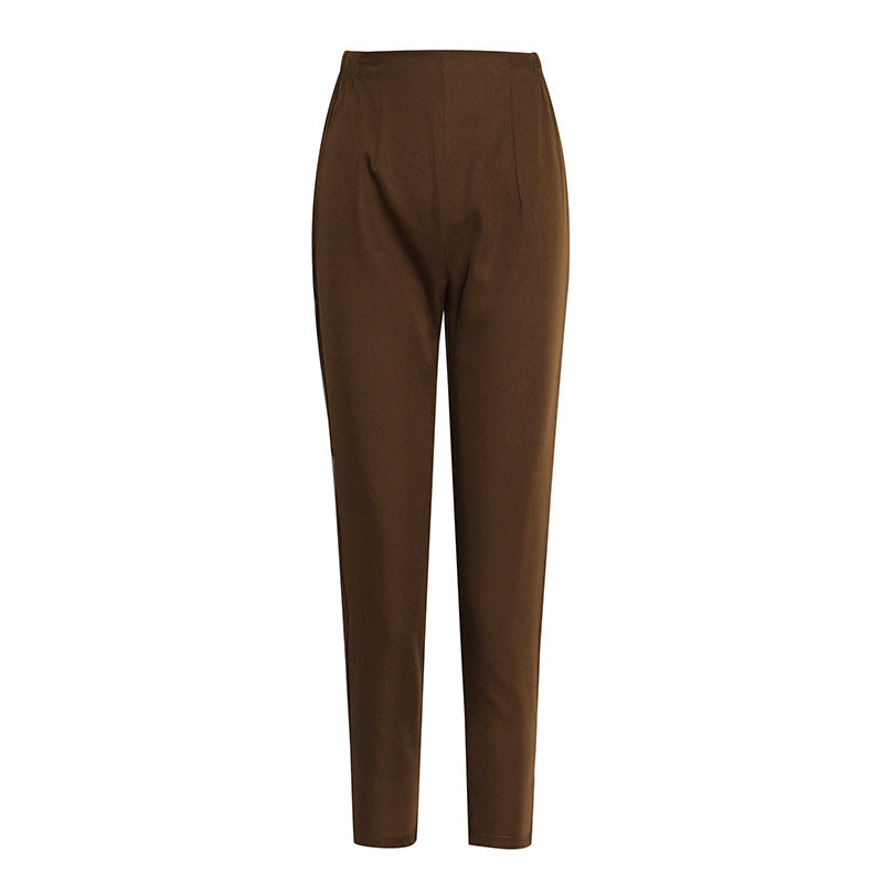 Western Style Stitching Short Suit Waistcoat High-waist Straight-leg Pants