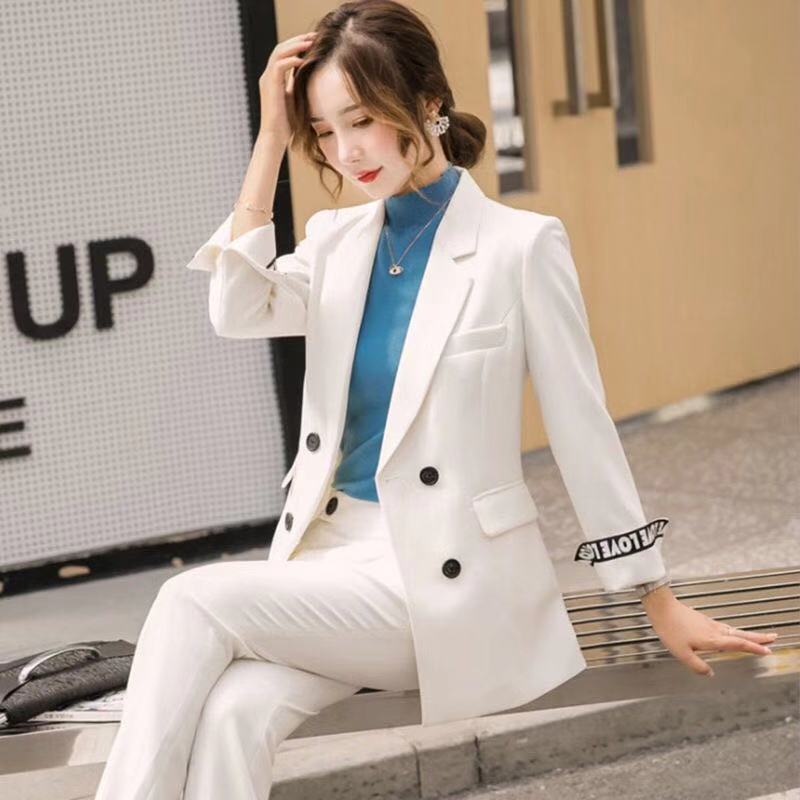 Ladies New Fashion White Temperament Long Sleeve Suit Cover