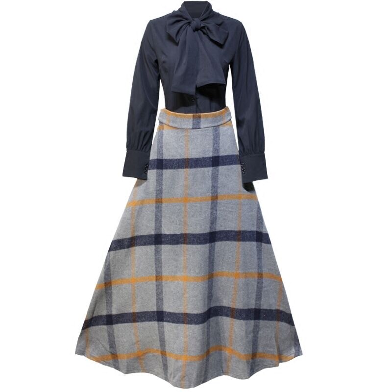Woolen plaid skirt