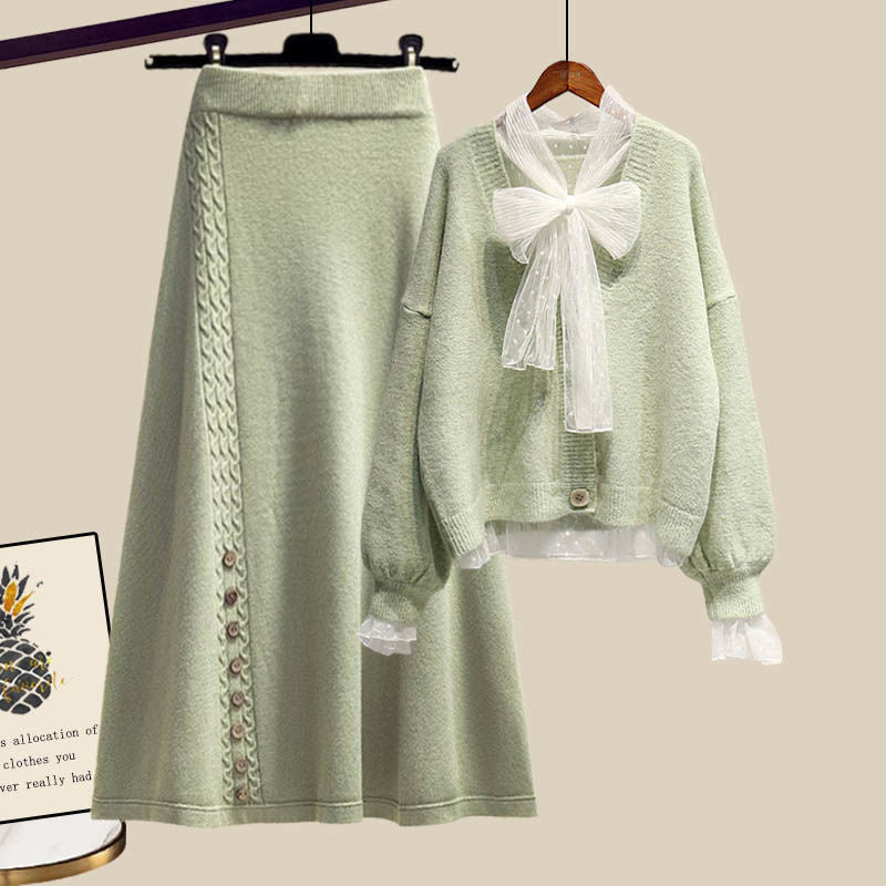 Gentle Cute Light Mature Sweater Skirt Suit