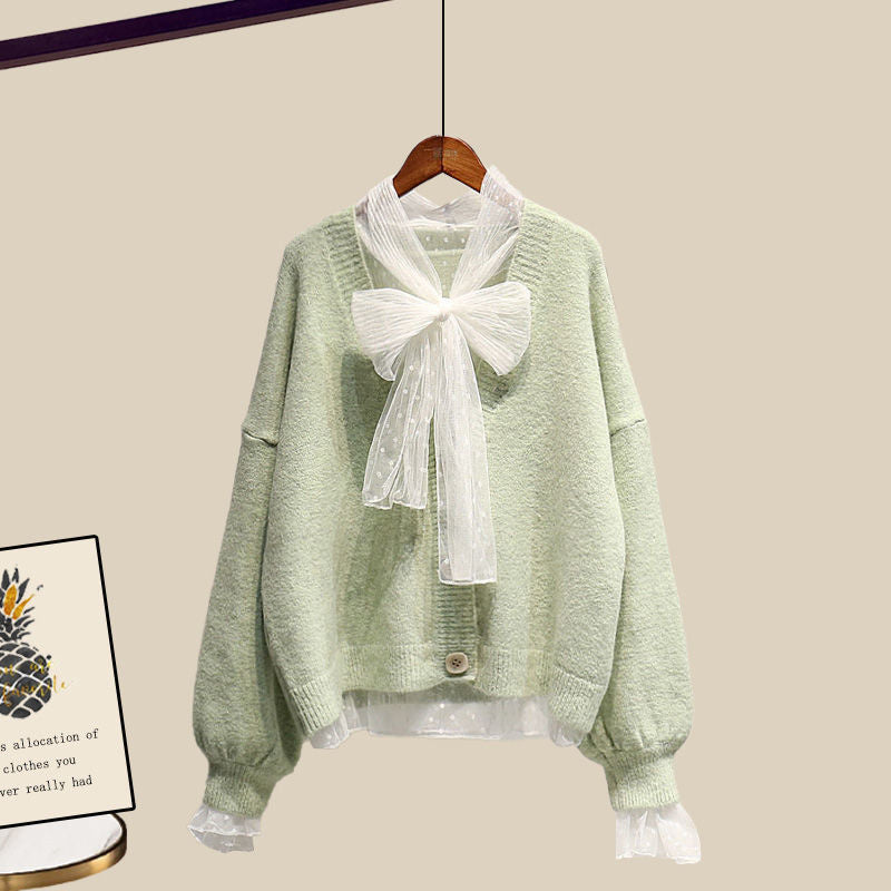 Gentle Cute Light Mature Sweater Skirt Suit