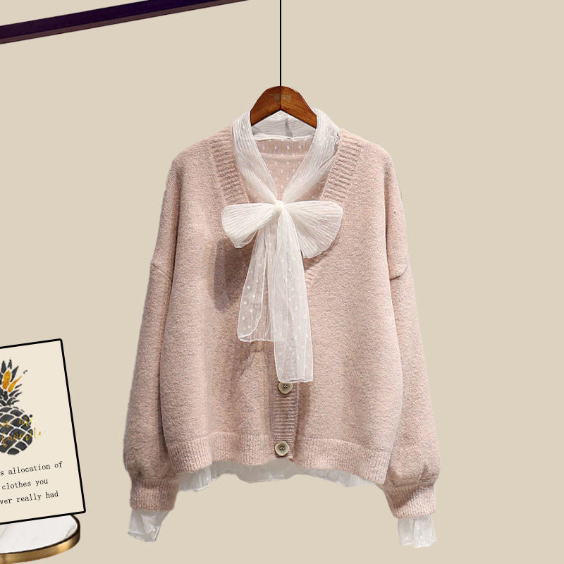 Gentle Cute Light Mature Sweater Skirt Suit