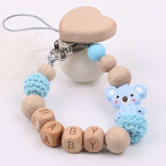 Baby products soothing beech wood mouth chain clip