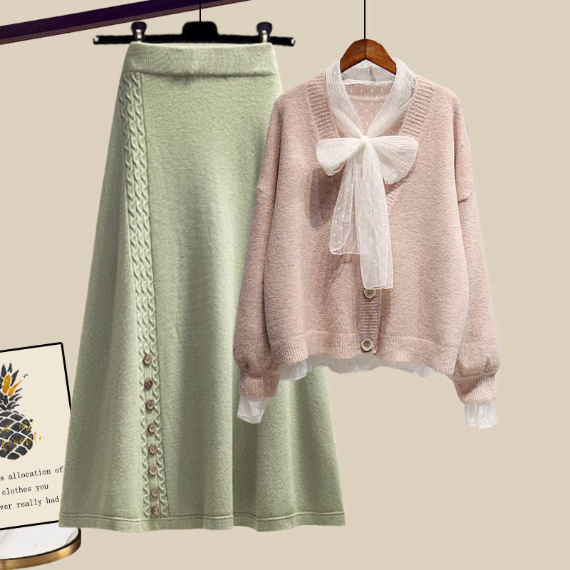 Gentle Cute Light Mature Sweater Skirt Suit