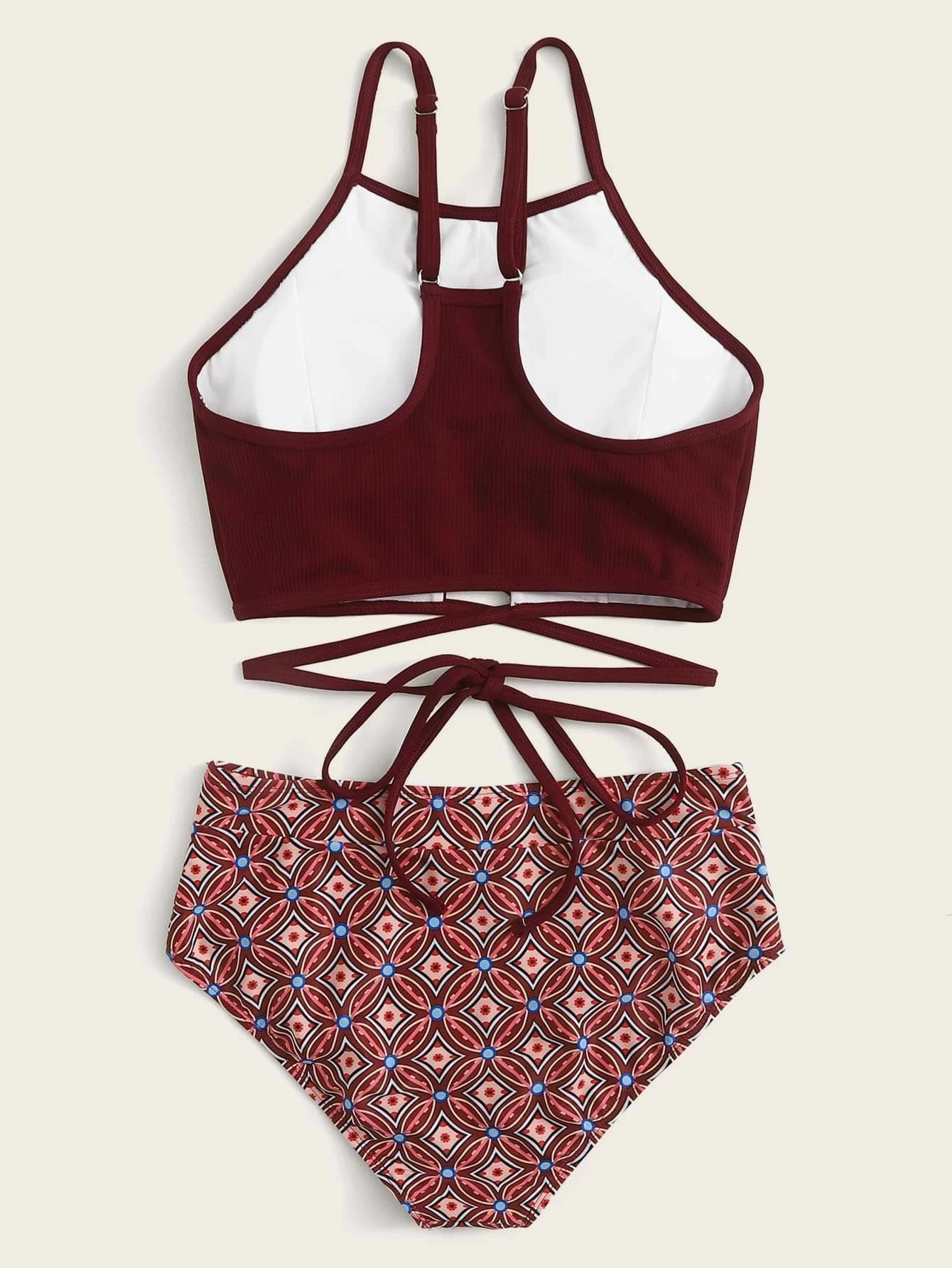 Women In High Waisted Brown Split Swimsuit