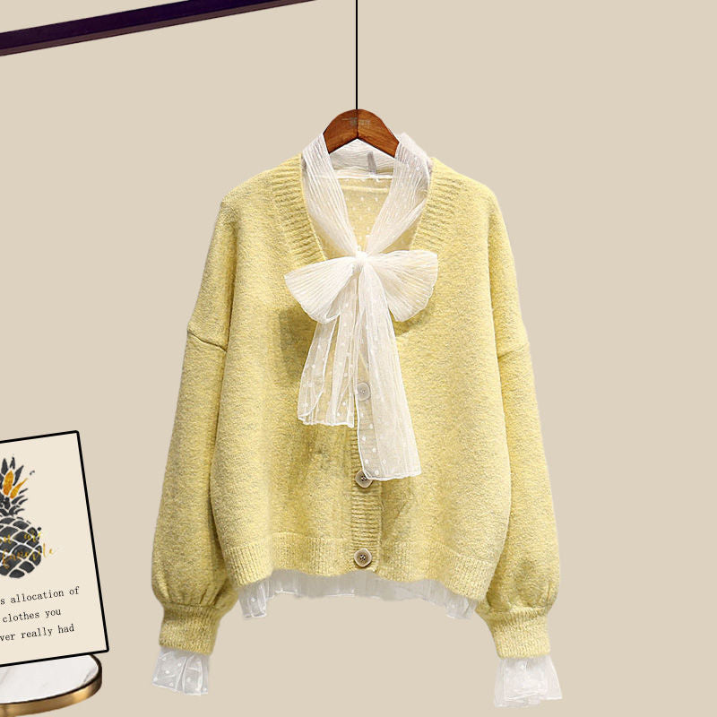 Gentle Cute Light Mature Sweater Skirt Suit