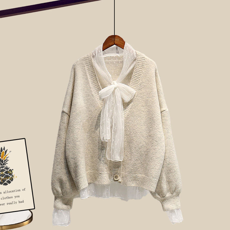 Gentle Cute Light Mature Sweater Skirt Suit