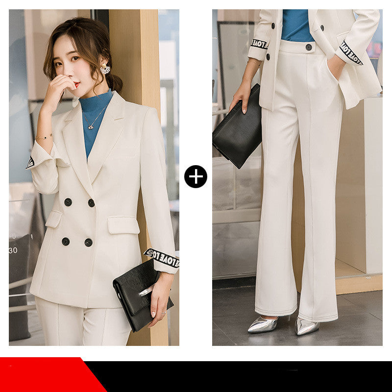 Ladies New Fashion White Temperament Long Sleeve Suit Cover