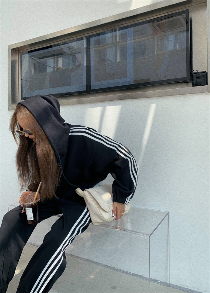 Zipper Hooded Cardigan Jacket Casual Sweatpants Sports Suit