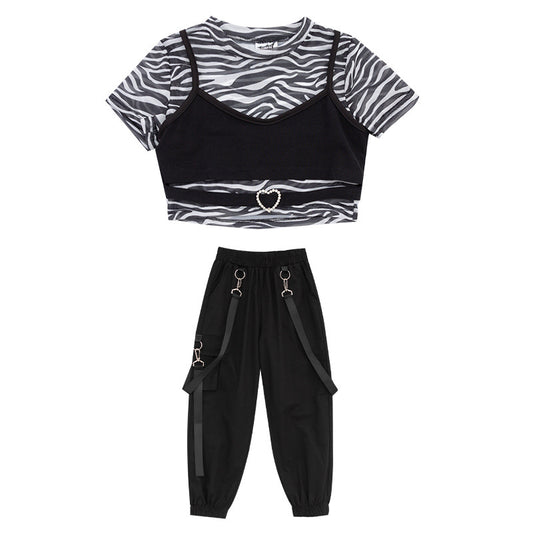 Girls Summer Clothes and Suits Kids Teen Jazz Dance Costumes Hip-hop Street Dance Tracksuit