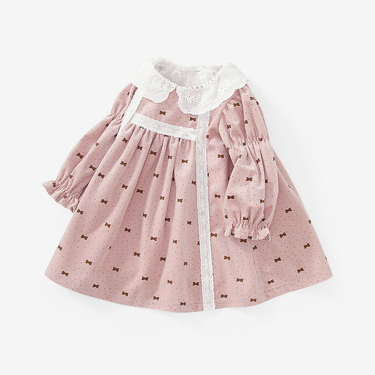 Skin-friendly Cotton Print Skirt Cute Lace Dress