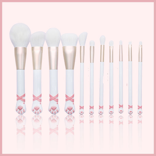 11 Pcs Unique High Quality Cat Hand Handle Makeup Brush Set To Brush Eye Shadow And Blush