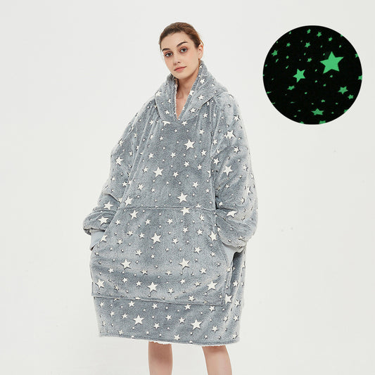 Glow In The Dark Stars Hoodie Blanket Oversized Sweatshirt Hooded Blankets Warm Luminous Throw Blanket