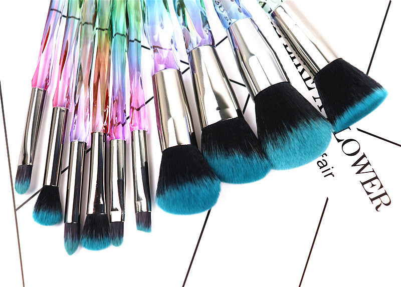 Clear crystal High Quality diamond handle makeup brush set