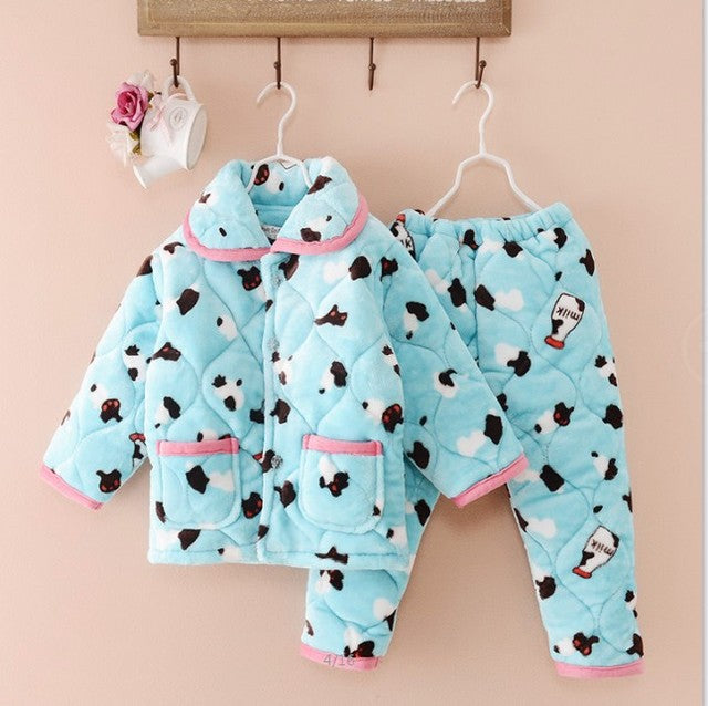 Cotton children's flannel pajamas Boys Girls