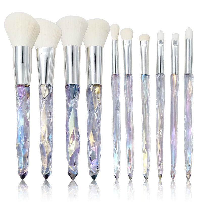 Clear crystal High Quality diamond handle makeup brush set