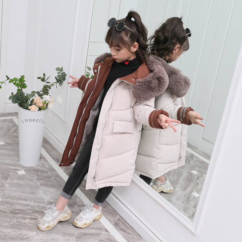 Fashion Solid Color Girls Down Padded Jacket