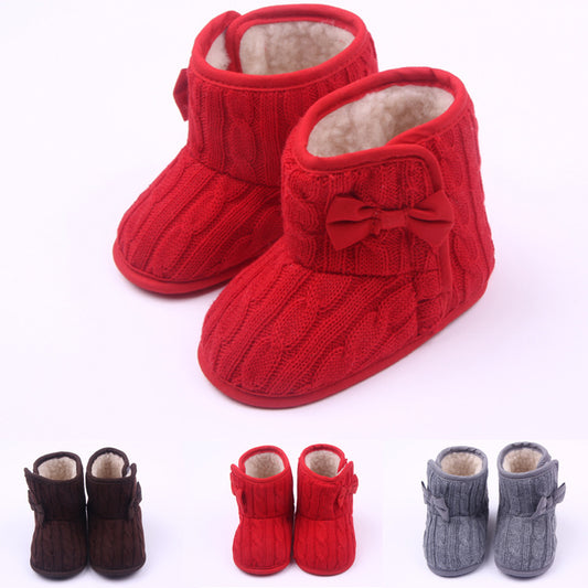 Wool Knitted Winter new bow shoes baby toddler shoes