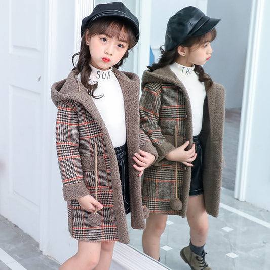 New foreign velvet jacket thick children version of the coat woolen coat