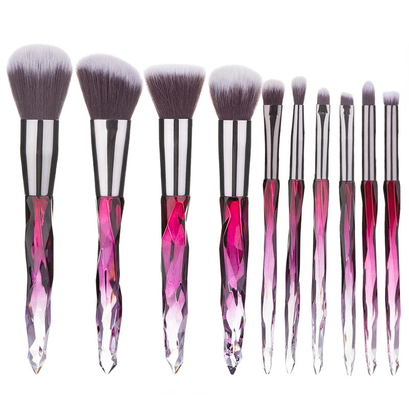 Clear crystal High Quality diamond handle makeup brush set