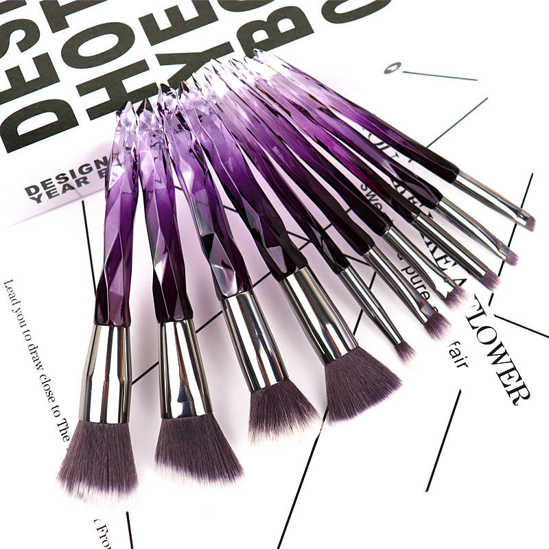 Clear crystal High Quality diamond handle makeup brush set