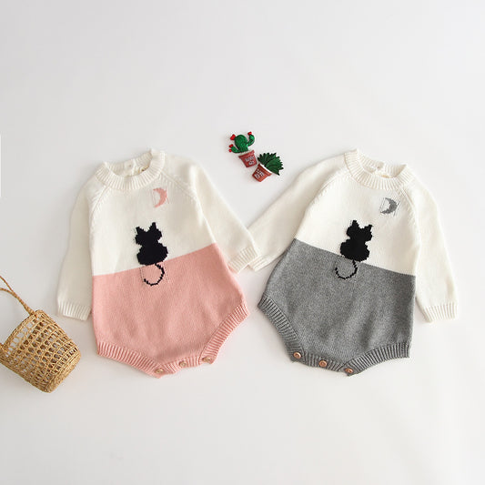 Knitted one-piece cotton romper Baby Girl