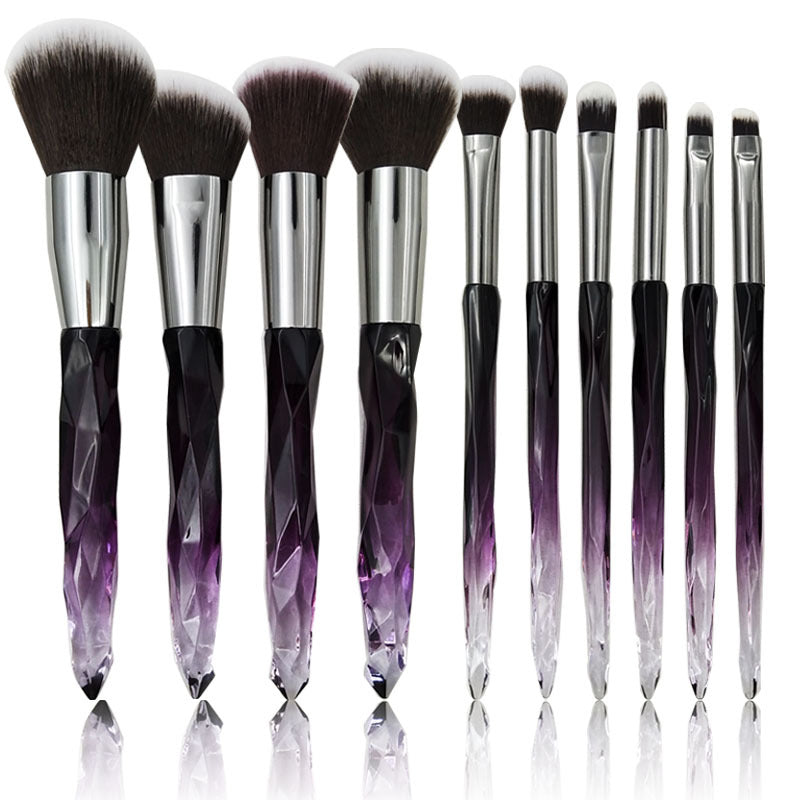Clear crystal High Quality diamond handle makeup brush set