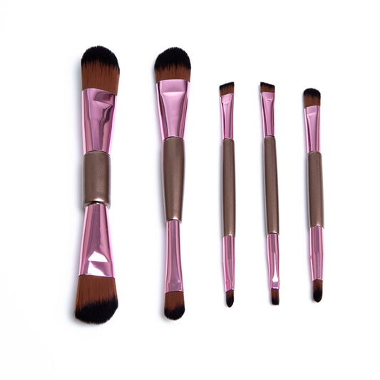 5pcs Double-ended Makeup Brushes Rose Gold Make Up Brush Liquid BB Cream Foundation Eyeshadow Brush