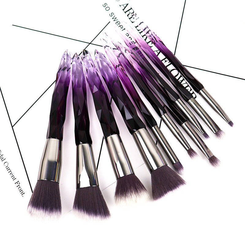 Clear crystal High Quality diamond handle makeup brush set