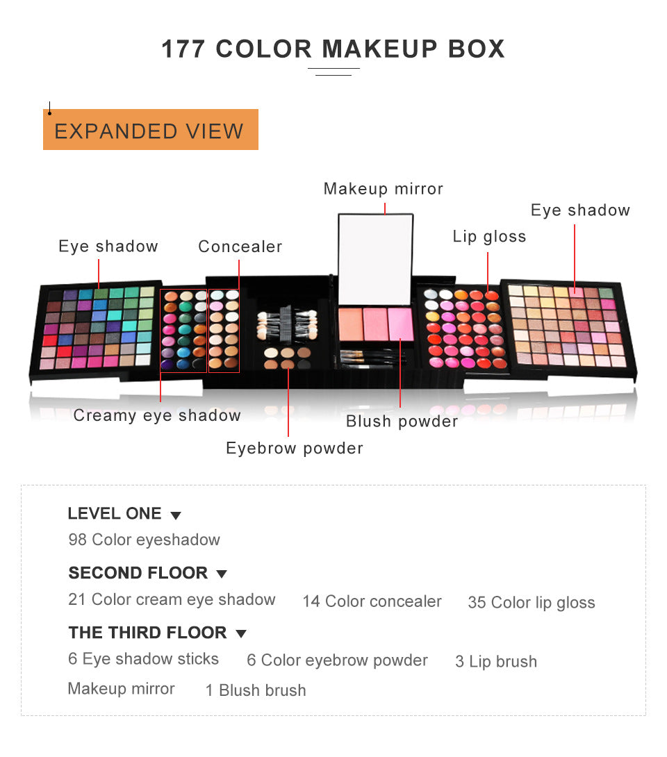 177 Color Eye Shadow Blush Lip Gloss Repair Multifunctional Collection Set Face