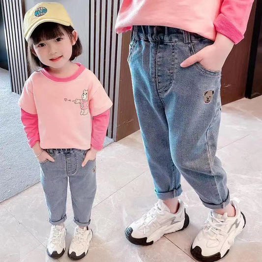 Spring And Autumn Casual Girls Jeans Fashionable Trousers