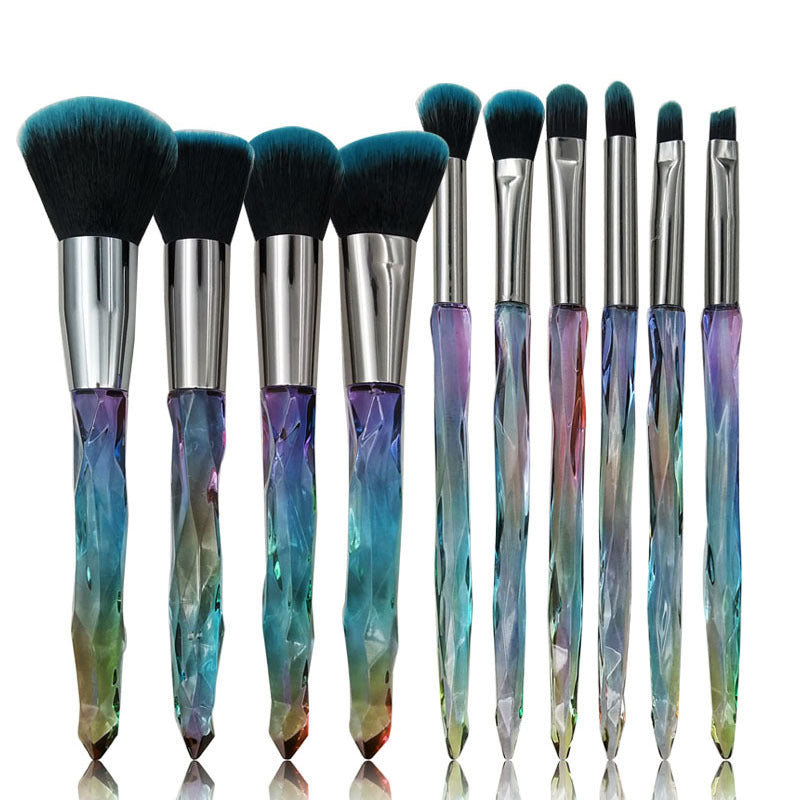 Clear crystal High Quality diamond handle makeup brush set