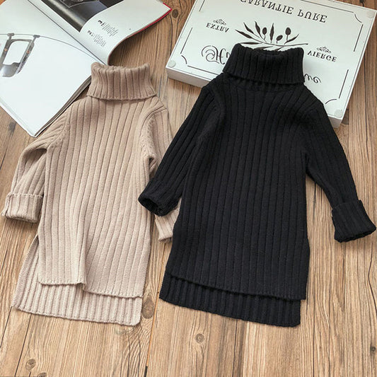 Split solid color all-match sweater sweater
