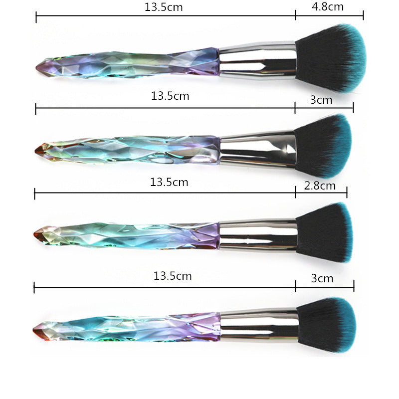 Clear crystal High Quality diamond handle makeup brush set