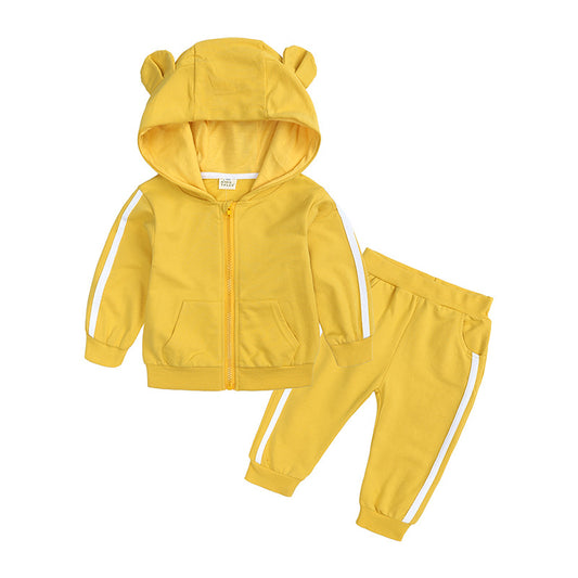 Boys Girls Suit Spring And Autumn Clothing Two-piece Hooded