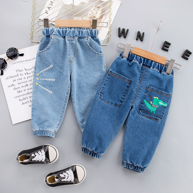 Boys Girls Children's Naughty Spring And Autumn Jeans