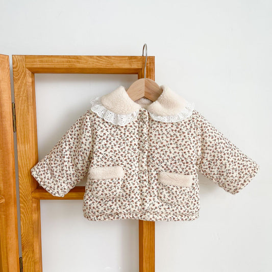 Cotton Jacket Floral Quilted  Warm And Velvet Baby Girl