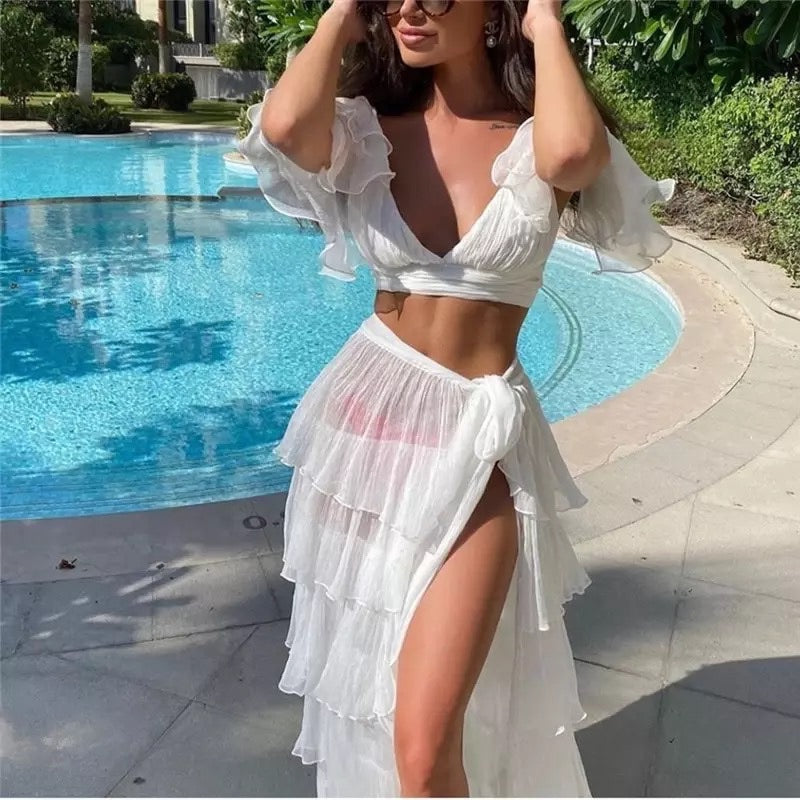 Sexy 2pcs Sets Women Set Holiday Summer Beach Dresses Swimwear