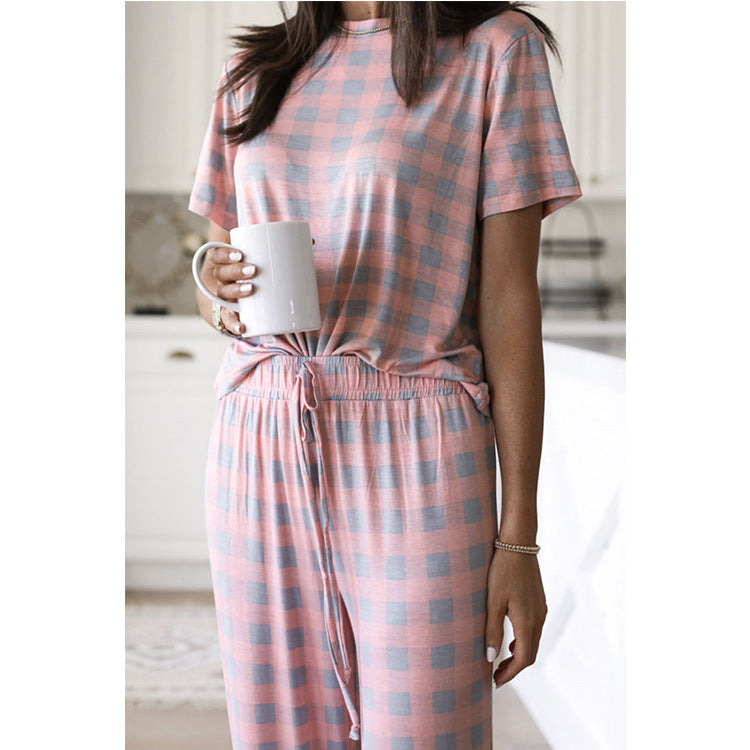 Women's Printed Short Sleeve Two Piece Loungewear