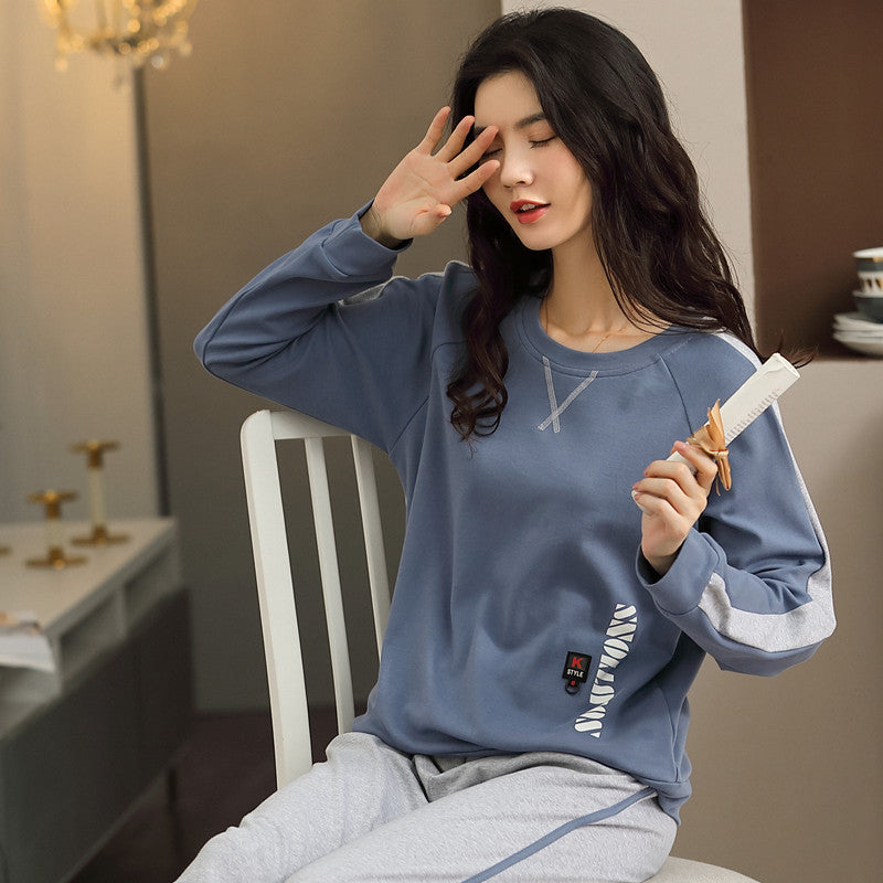 Women's Pajamas Knitted Round Neck Loungewear Suit