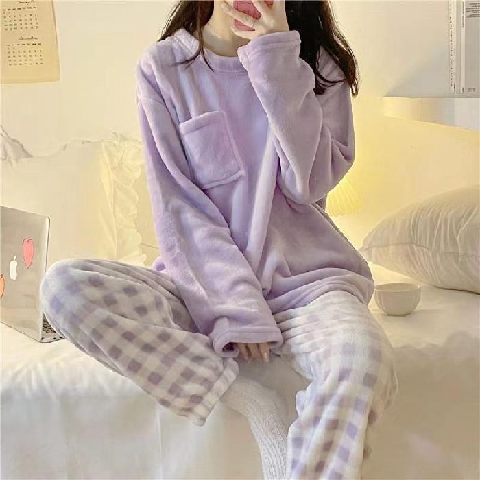 Women Autumn And Winter New Flannel Thickened Cute Loungewear