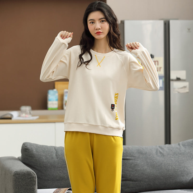 Women's Pajamas Knitted Round Neck Loungewear Suit