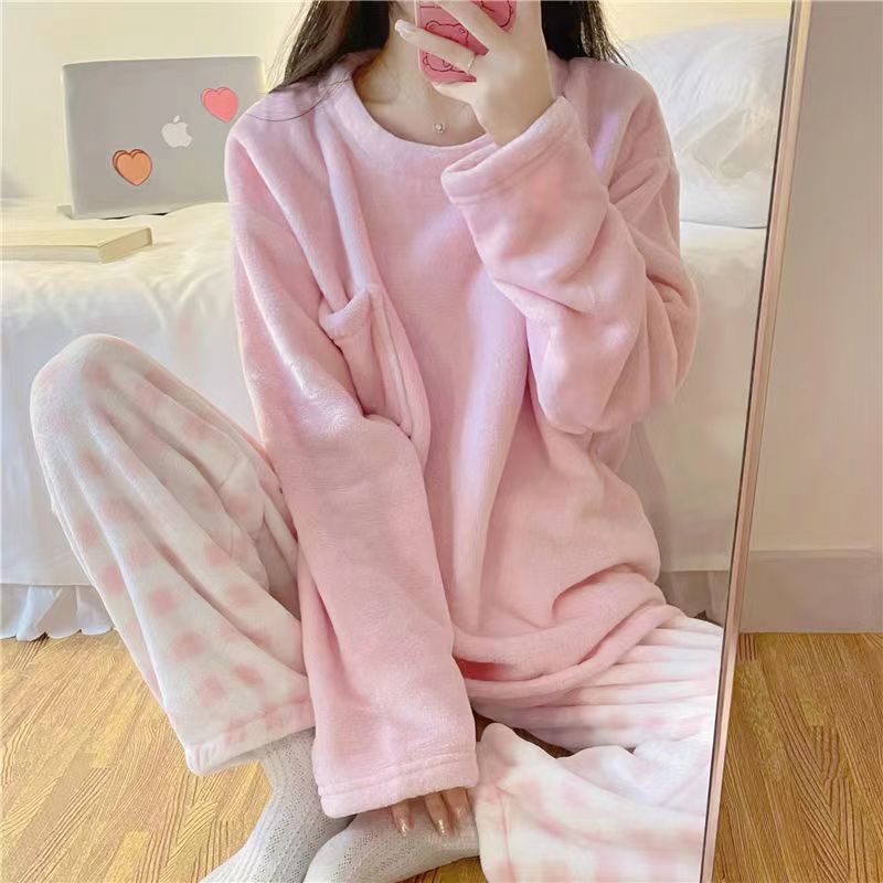 Women Autumn And Winter New Flannel Thickened Cute Loungewear