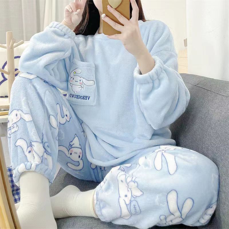 Women Autumn And Winter New Flannel Thickened Cute Loungewear