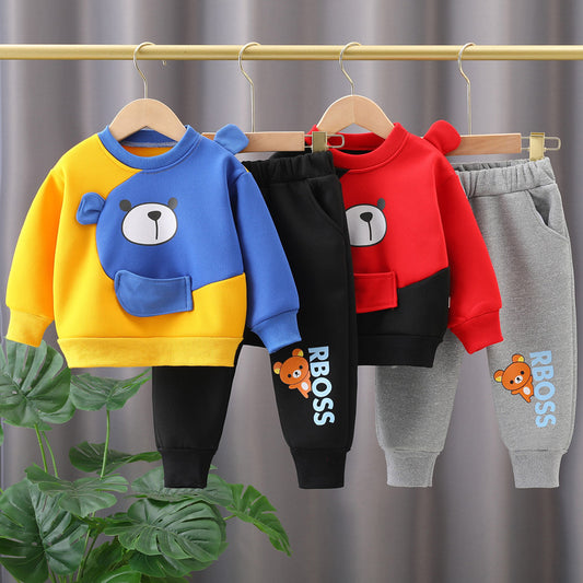 Children's Cartoon Suit Casual Sweater Boy Clothing Set