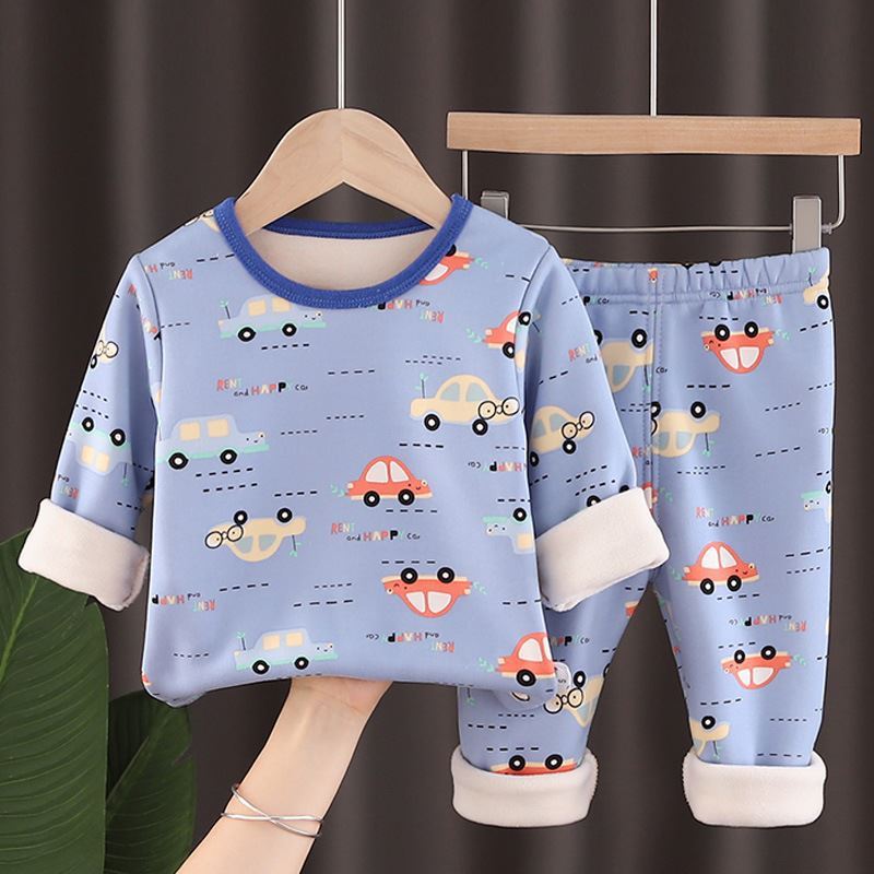 Winter Warm PJ'S Fleece Boy Girl Long-sleeved Thick Thermal Underwear Suit