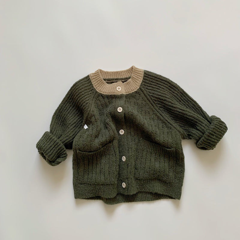 Children's Contrast Mohair Sweater Coat Girls